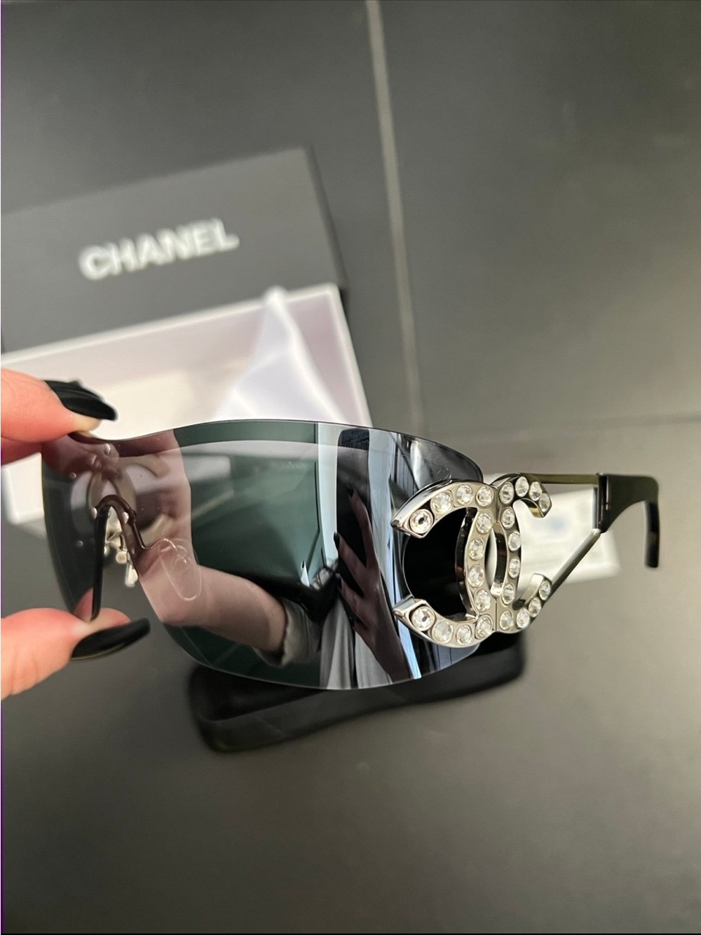 Vintage Chanel shield cc bezel sunglasses